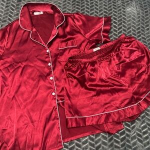 Satin Red Pajama Set